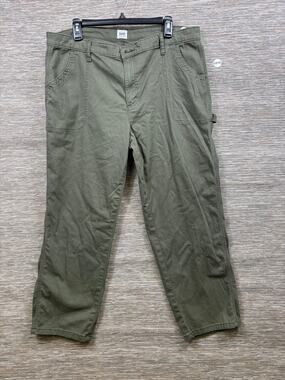 Lee Pants Womens Size 18M Green Carpenter Canvas Relaxed Stretch Utility